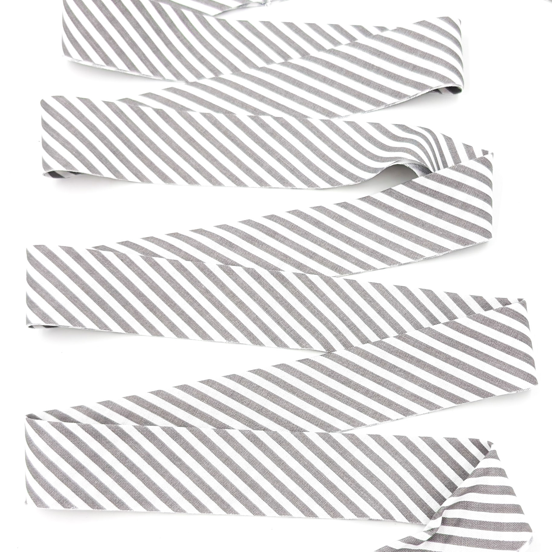 Bias Quilt Binding Gray and White 1/8” Stripe 1 1/4″ Single Fold Bias Quilt Binding Gray and White 1/8” Stripe 1 1/4″ Single Fold