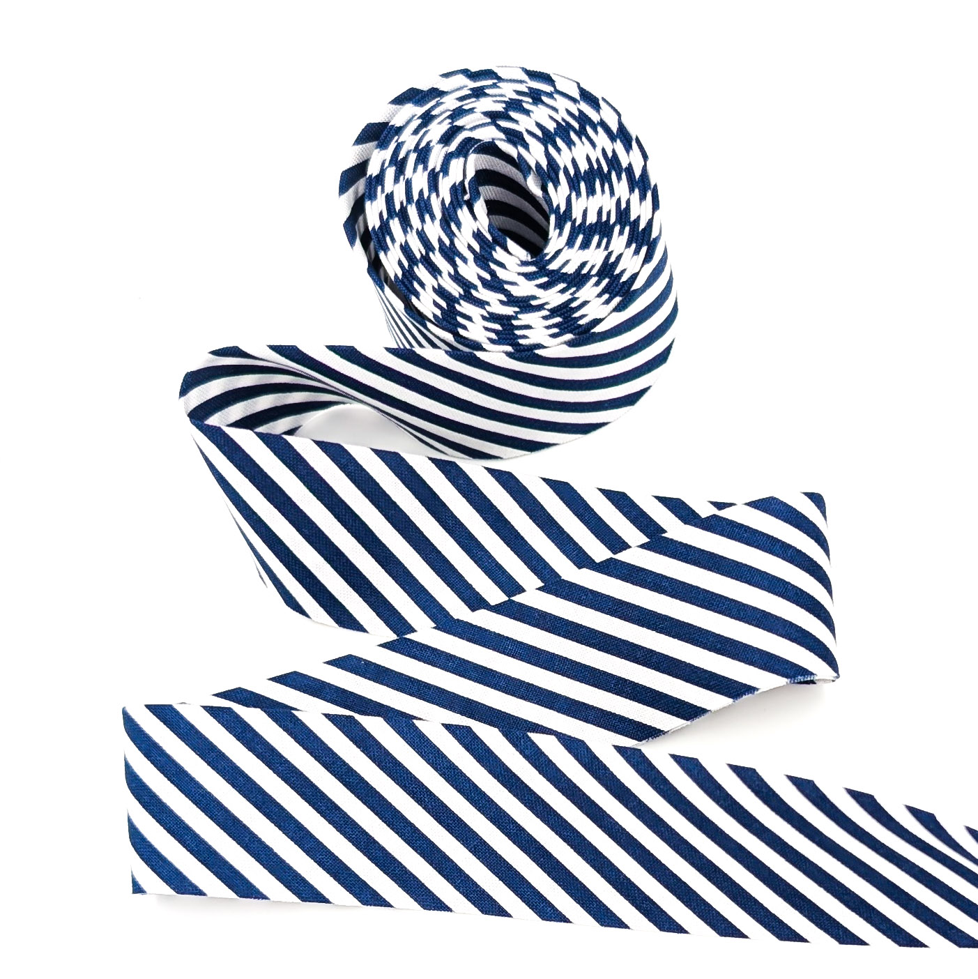 Bias Quilt Binding Navy Blue and White 1/8” Stripe 1 1/4″ Single Fold Bias Quilt Binding Navy Blue and White 1/8” Stripe 1 1/4″ Single Fold