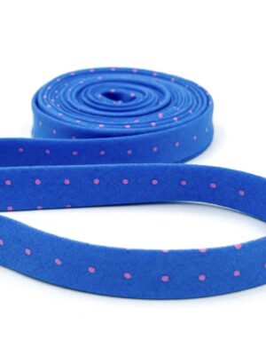 Double Fold Bias Tape 1/2” Tiny Dots Sky Blue/Pink Tula Pink Binding Double Fold Bias Tape 1/2” Tiny Dots Sky Blue/Pink Tula Pink Binding