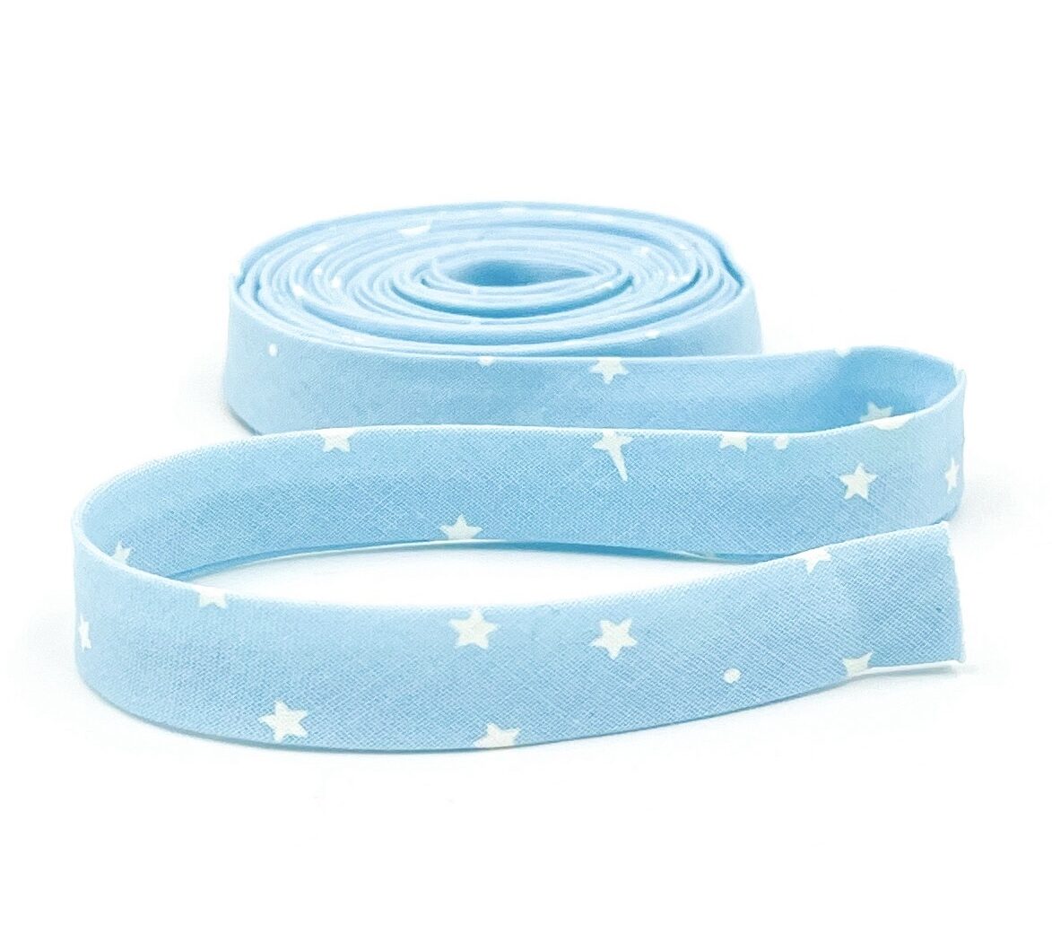 Double Fold Bias Tape 1/2” Space Sprinkles Waterfall Blue/ Ivory Tula Pink Binding Double Fold Bias Tape 1/2” Space Sprinkles Waterfall Blue/ Ivory Tula Pink Binding