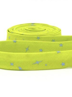 Double Fold Bias Tape 1/2” Space Sprinkles Lightning Bug Green/ Periwinkle Blue Tula Pink Binding Double Fold Bias Tape 1/2” Space Sprinkles Lightning Bug Green/ Periwinkle Blue Tula Pink Binding