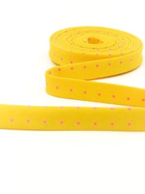 Double Fold Bias Tape 1/2” Tiny Dots Flare Yellow Tula Pink Binding Double Fold Bias Tape 1/2” Tiny Dots Flare Yellow Tula Pink Binding
