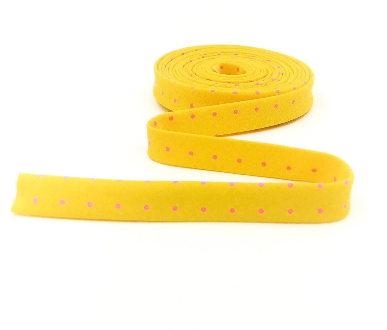 Double Fold Bias Tape 1/2” Tiny Dots Flare Yellow Tula Pink Binding Double Fold Bias Tape 1/2” Tiny Dots Flare Yellow Tula Pink Binding
