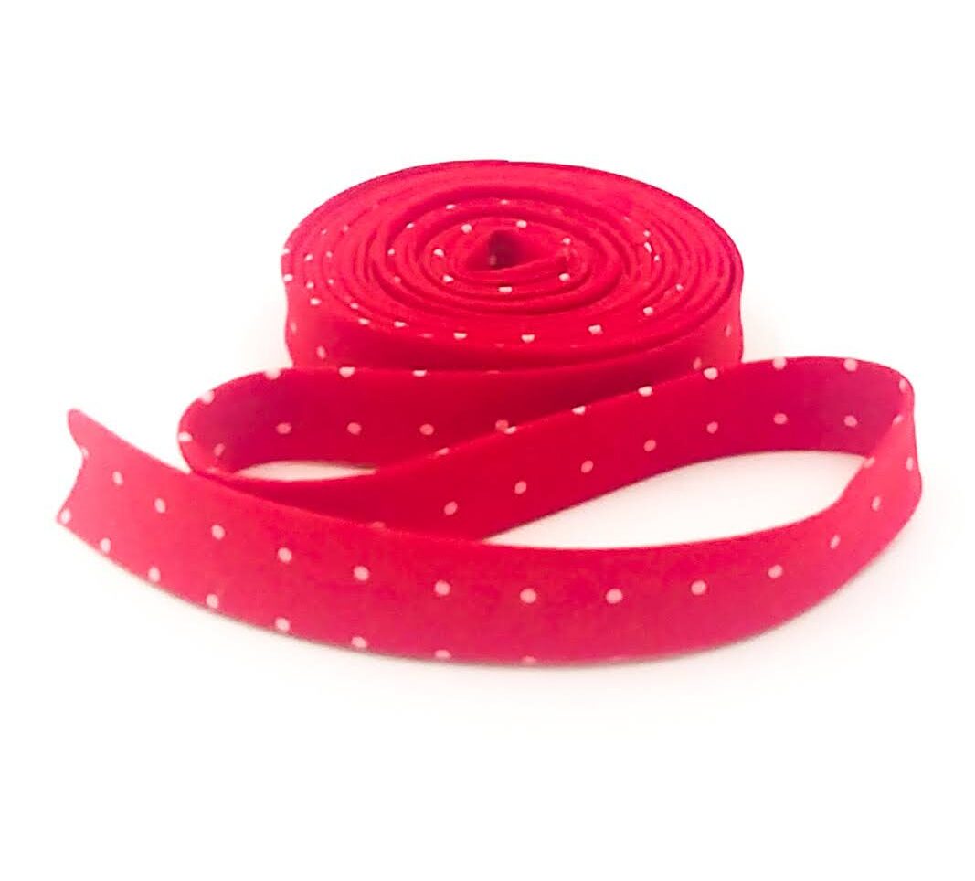 Double Fold Bias Tape 1/2” Tiny Dots Watermelon Red Tula Pink Binding Double Fold Bias Tape 1/2” Tiny Dots Watermelon Red Tula Pink Binding