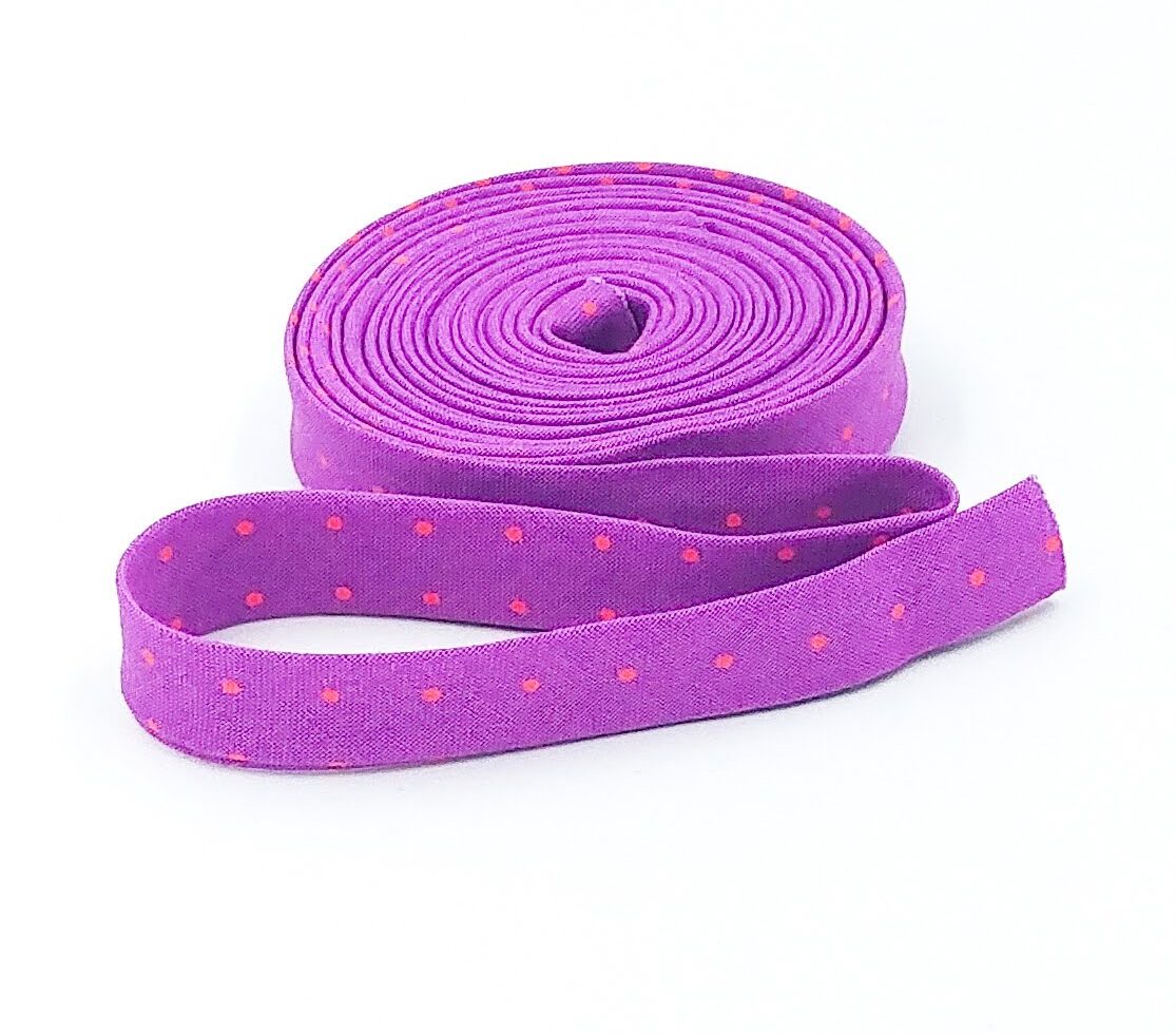 Double Fold Bias Tape 1/2” Tiny Dots Thistle Purple Tula Pink Binding Double Fold Bias Tape 1/2” Tiny Dots Thistle Purple Tula Pink Binding