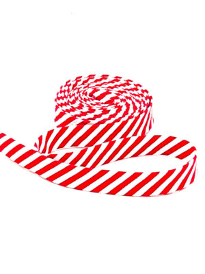 Double Fold 1/2″ Bias Tape Red & White Candy Stripe Binding Double Fold 1/2″ Bias Tape Red & White Candy Stripe Binding
