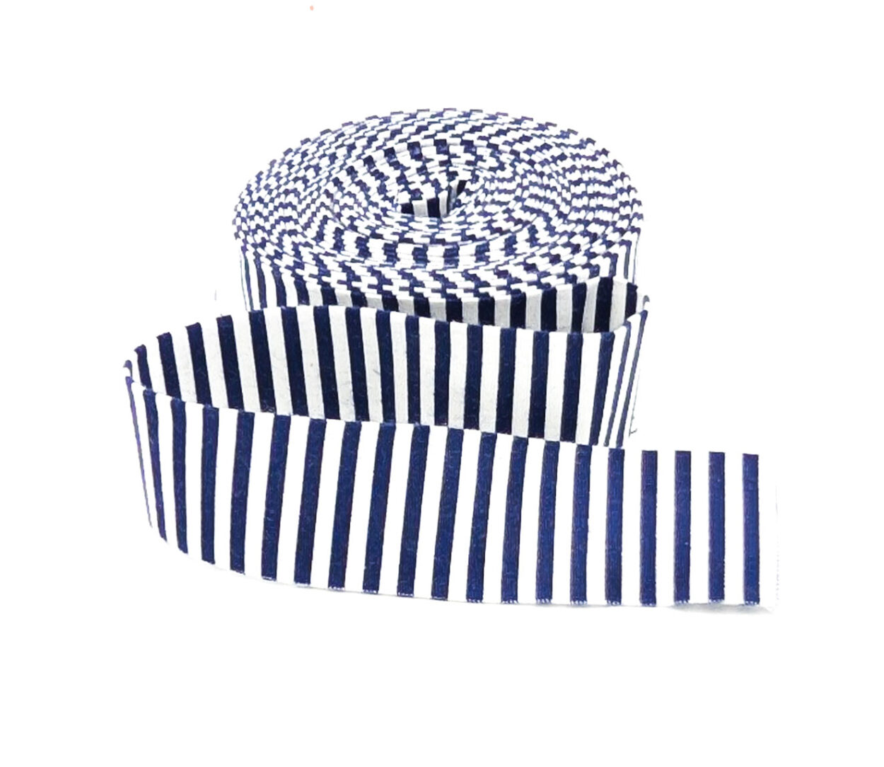 Quilt Binding Navy Blue & White Stripe 1 1/4″ Single Fold