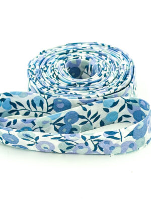 Double Fold Bias Tape 1/2” Liberty of London Tana Lawn Wiltshire Blossom Blues Double Fold Bias Tape 1/2” Liberty of London Tana Lawn Wiltshire Blossom Blues