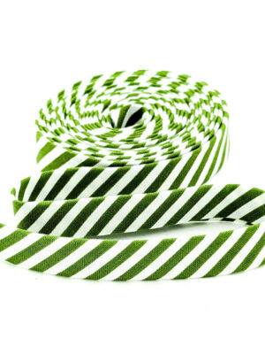 Double Fold 1/2″ Bias Tape Clover Green & White Stripe Binding Double Fold 1/2″ Bias Tape Clover Green & White Stripe Binding