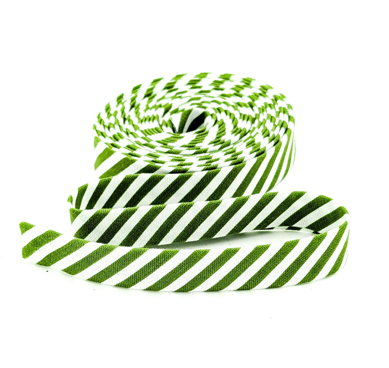 Double Fold 1/2″ Bias Tape Clover Green & White Stripe Binding Double Fold 1/2″ Bias Tape Clover Green & White Stripe Binding