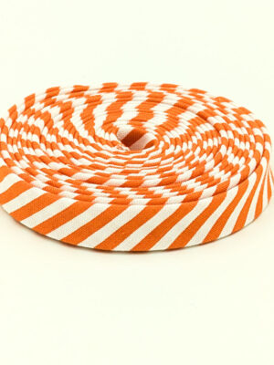 Double Fold Bias Tape Orange & White Stripe 1/2″ Binding Double Fold Bias Tape Orange & White Stripe 1/2″ Binding