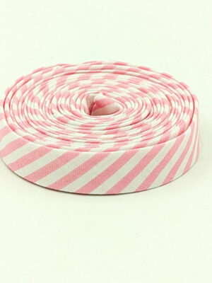 Double Fold 1/2″ Bias Tape Pink & White Candy Stripe Binding Double Fold 1/2″ Bias Tape Pink & White Candy Stripe Binding