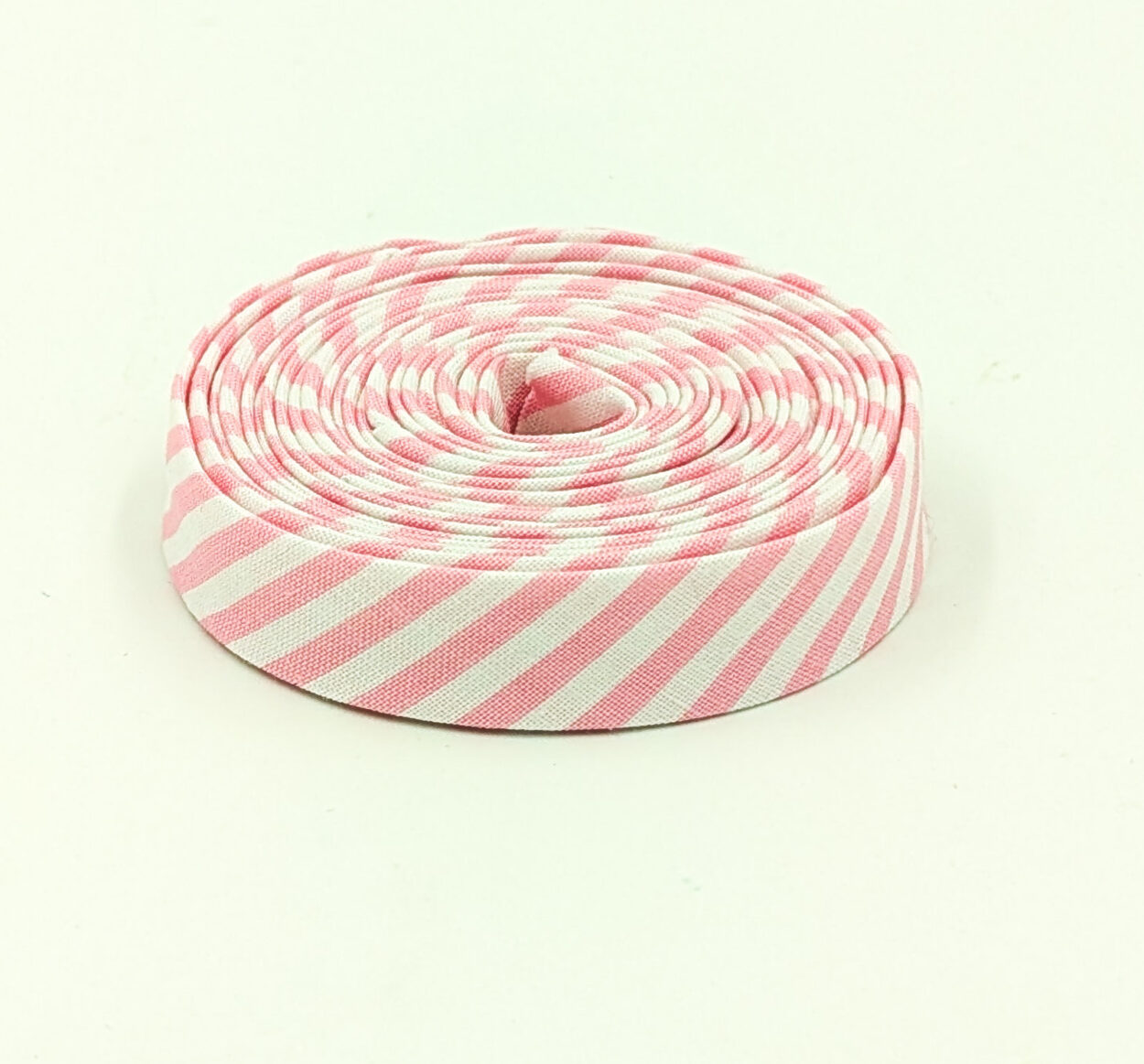 Double Fold 1/2″ Bias Tape Pink & White Candy Stripe Binding Double Fold 1/2″ Bias Tape Pink & White Candy Stripe Binding
