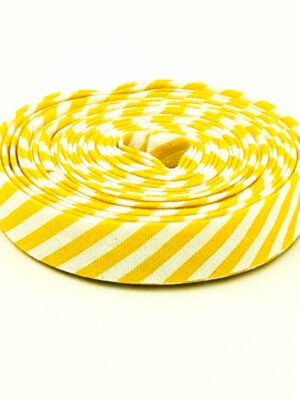 Double Fold 1/2″ Bias Tape Yellow & White Stripe Binding Double Fold 1/2″ Bias Tape Yellow & White Stripe Binding