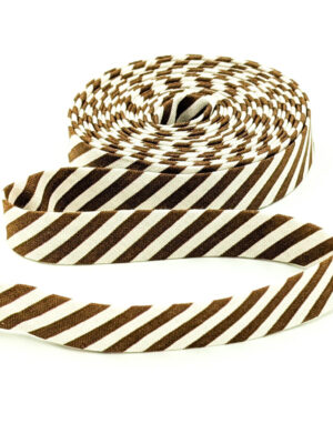 Double Fold 1/2″ Bias Tape Teddybear Brown & Cream Stripe Binding Double Fold 1/2″ Bias Tape Teddybear Brown & Cream Stripe Binding
