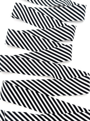 Bias Quilt Binding Black and White 1/8” Stripe 1 1/4″ Single Fold Bias Quilt Binding Black and White 1/8” Stripe 1 1/4″ Single Fold