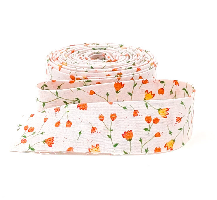 Quilt Binding Wildflowers Pink 1 1/4″ Single Fold