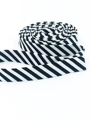 Double Fold Bias Tape Black and White Stripe 1/2″ Binding Double Fold Bias Tape Black and White Stripe 1/2″ Binding